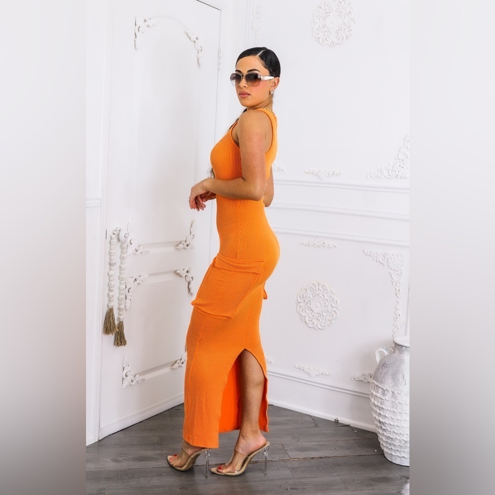 Orange Sleeveless Maxi Dress - Picture 5 of 6
